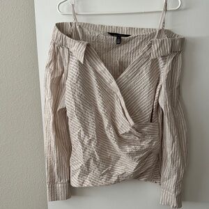 WHBM Striped Off-Shoulder Blouse